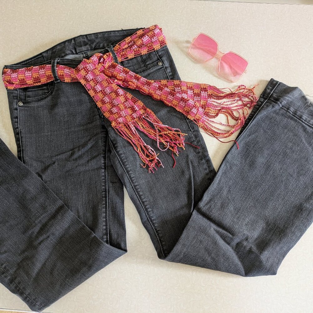 Seven7 1980s Black Midrise Flare Bootcut Bell Bottom Jeans waist 28 RN# 109890